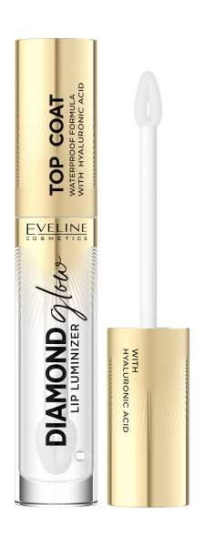 Eveline Diamond Glow Lip Luminizer Блеск для губ с гиалуроновой кислотой и витамином С | 01 Transparent Top Coat