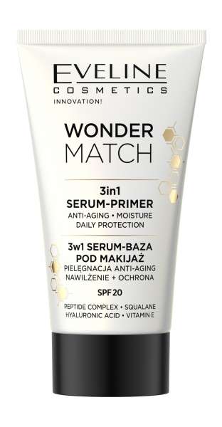 Eveline Wonder Match 3-in-1 Serum-Primer SPF 20 База-сыворотка под макияж с гиалуроновой кислотой и витамином Е